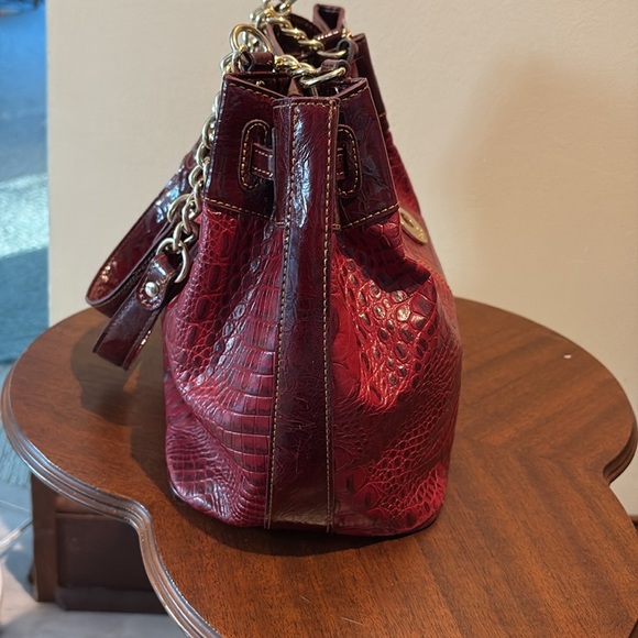 Marc Chantal Shoulder bag red croc pattern leather/Burg. Patent accents goldtone - Picture 6 of 17